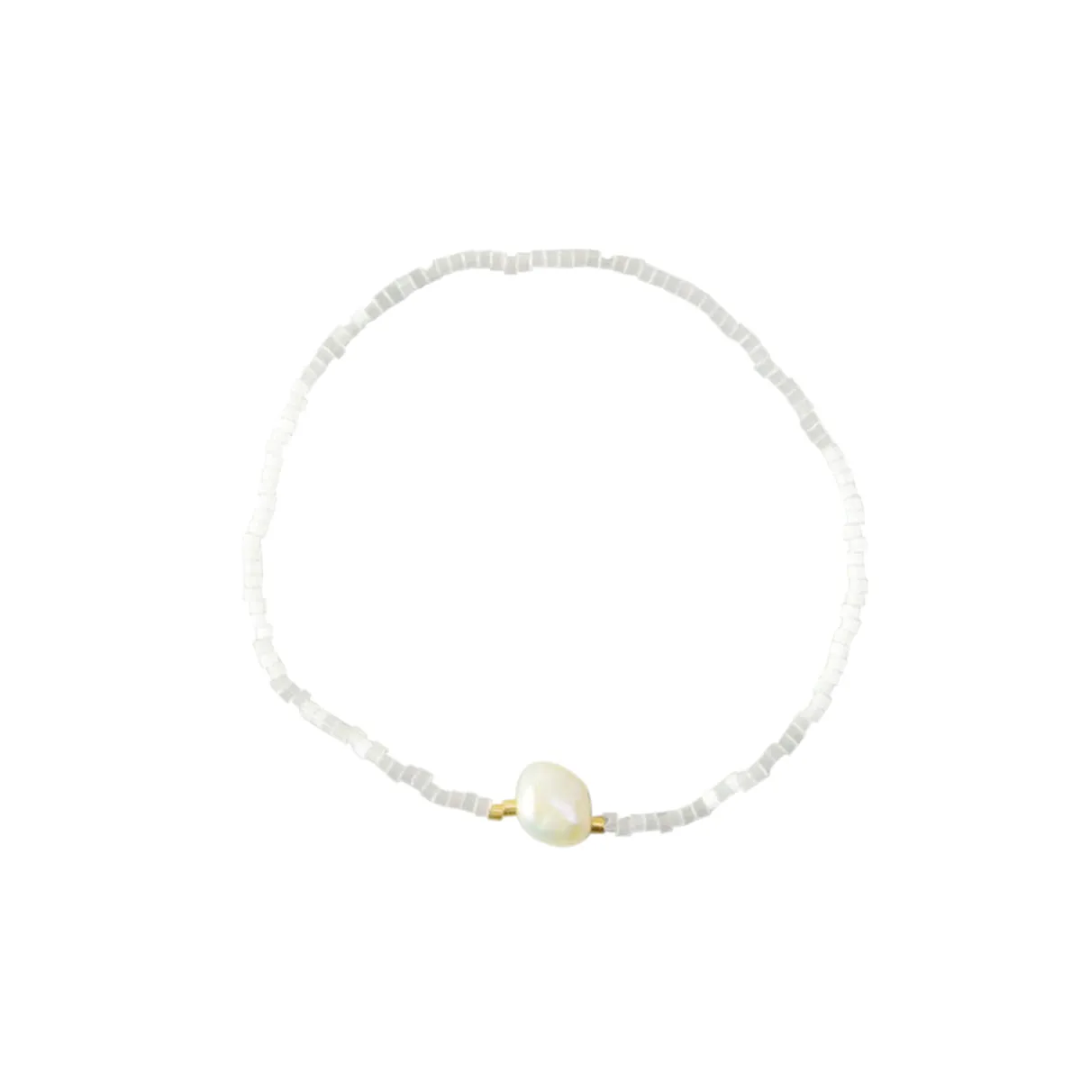 Bead with Pearl Ring, White