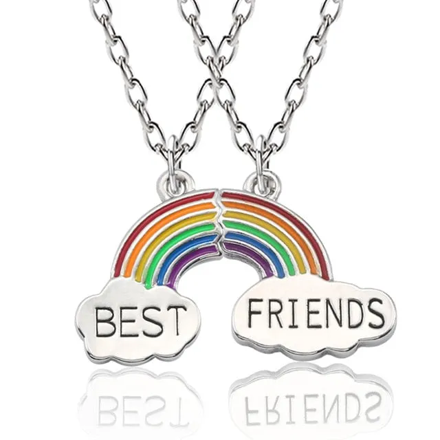 Best Friends Love Couple Necklace For Women Cut Animal Rabbit Rainbow