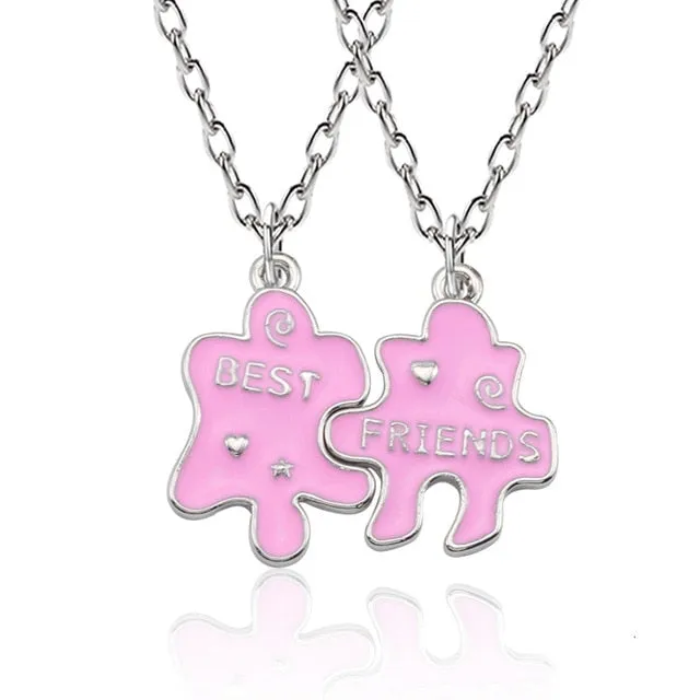 Best Friends Love Couple Necklace For Women Cut Animal Rabbit Rainbow