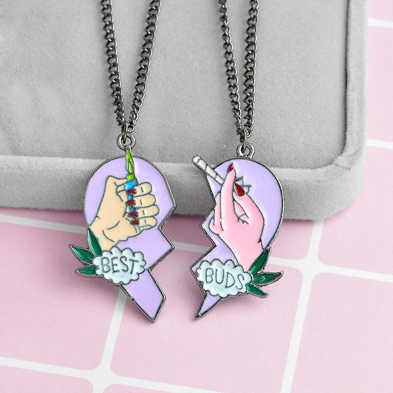 Best Friends Love Couple Necklace For Women Cut Animal Rabbit Rainbow