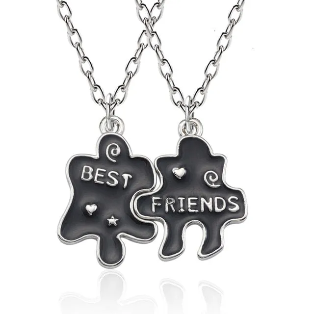 Best Friends Love Couple Necklace For Women Cut Animal Rabbit Rainbow