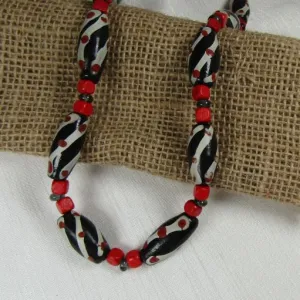 Black & White African Bead Necklace Classic Beaded