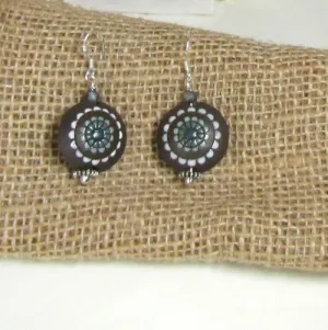 Black & White Artisan Bead Drop Earrings