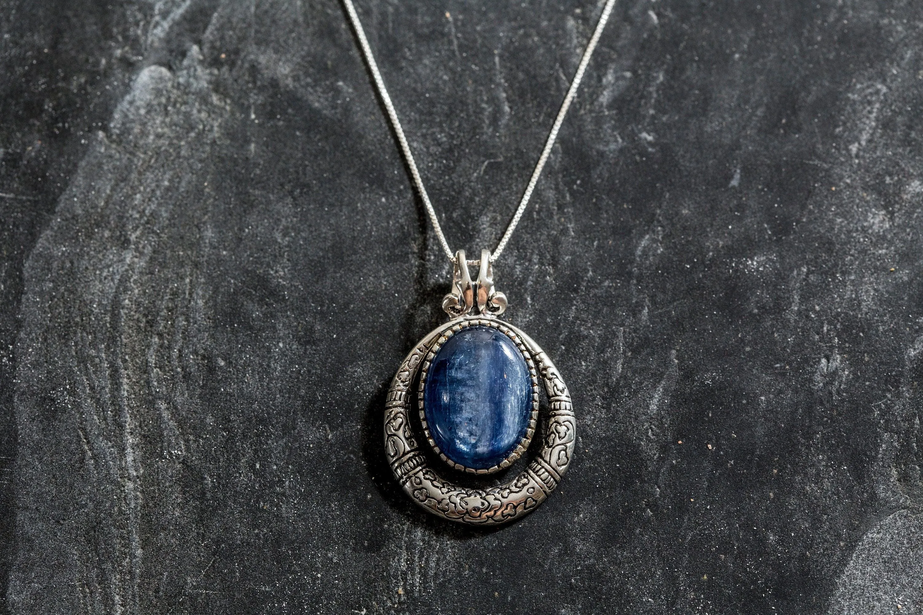 Blue Kyanite Necklace - Blue Ancient Pendant - Egyptian Necklace