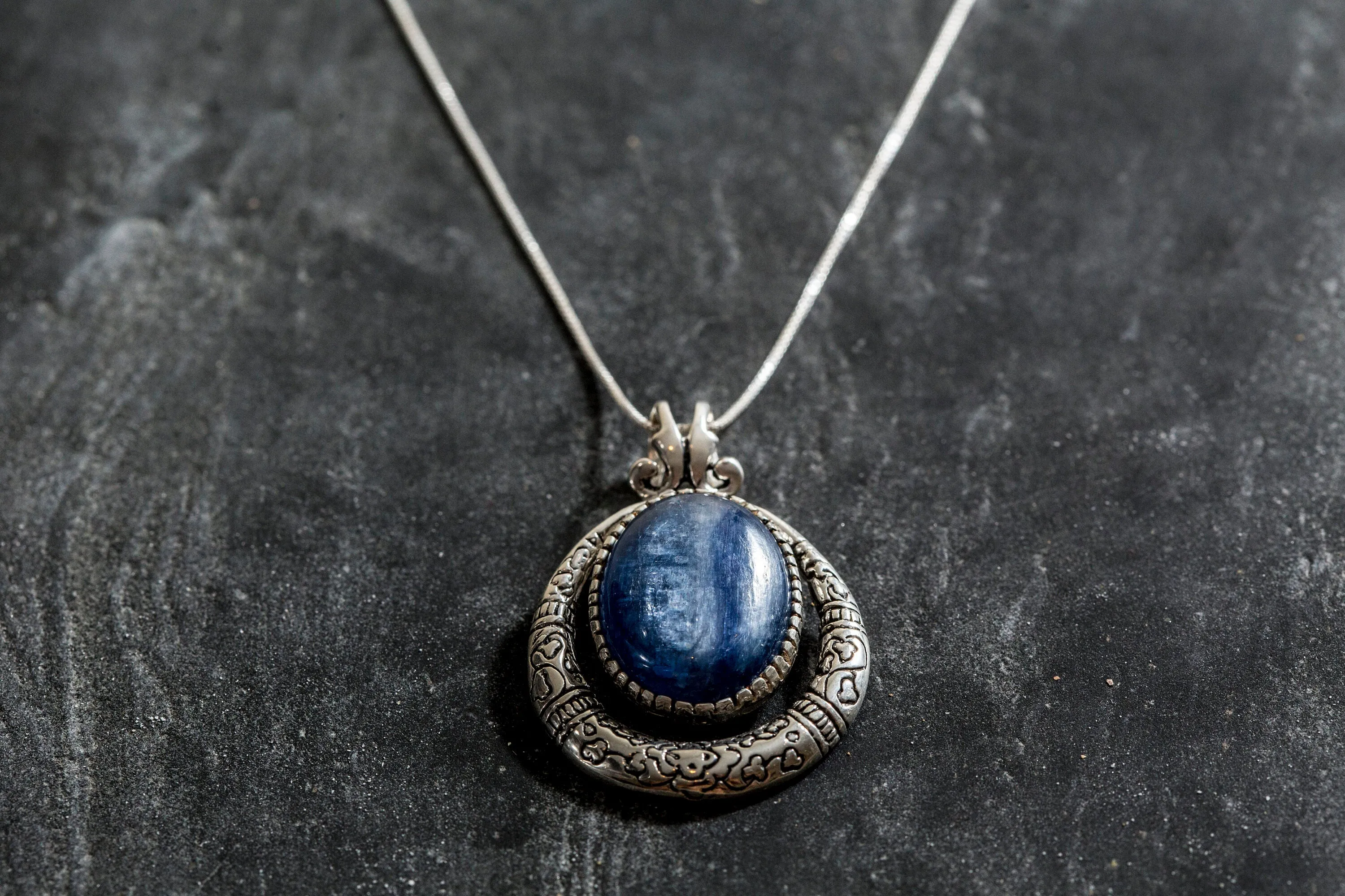 Blue Kyanite Necklace - Blue Ancient Pendant - Egyptian Necklace