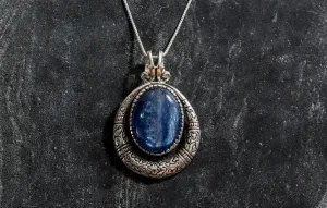 Blue Kyanite Necklace - Blue Ancient Pendant - Egyptian Necklace