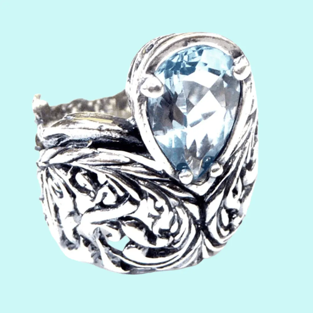 Bluenoemi - 925 silver ring for woman set with blue topaz