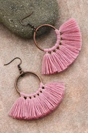 Boho Chic Fan Shaped Tassel Earrings