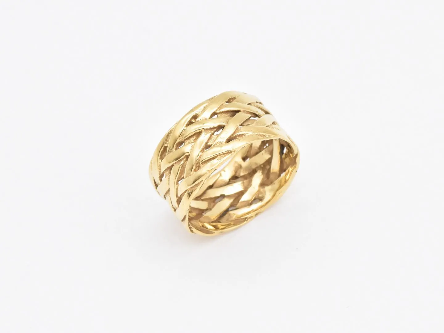 Braided Gold Ring - Statement Braided Ring - Stackable Gold Band