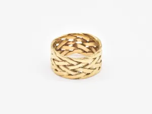 Braided Gold Ring - Statement Braided Ring - Stackable Gold Band