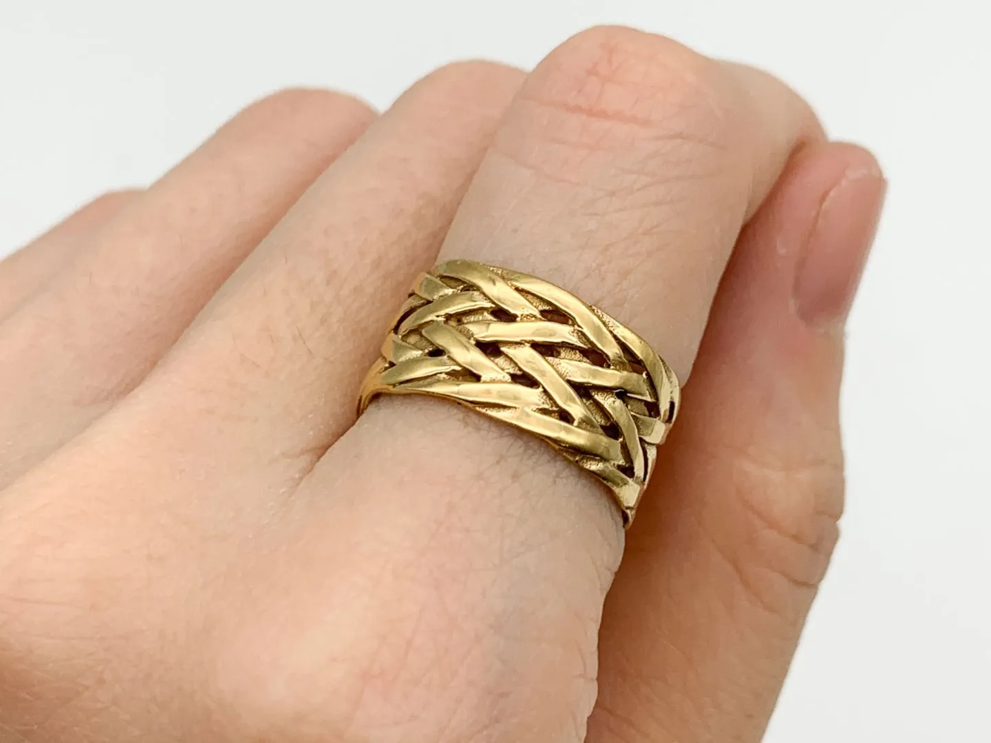 Braided Gold Ring - Statement Braided Ring - Stackable Gold Band