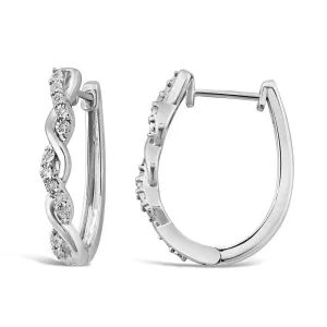 Brilliant Claw Plait Hoop Earrings with 0.05ct of Diamonds in Steling Silver