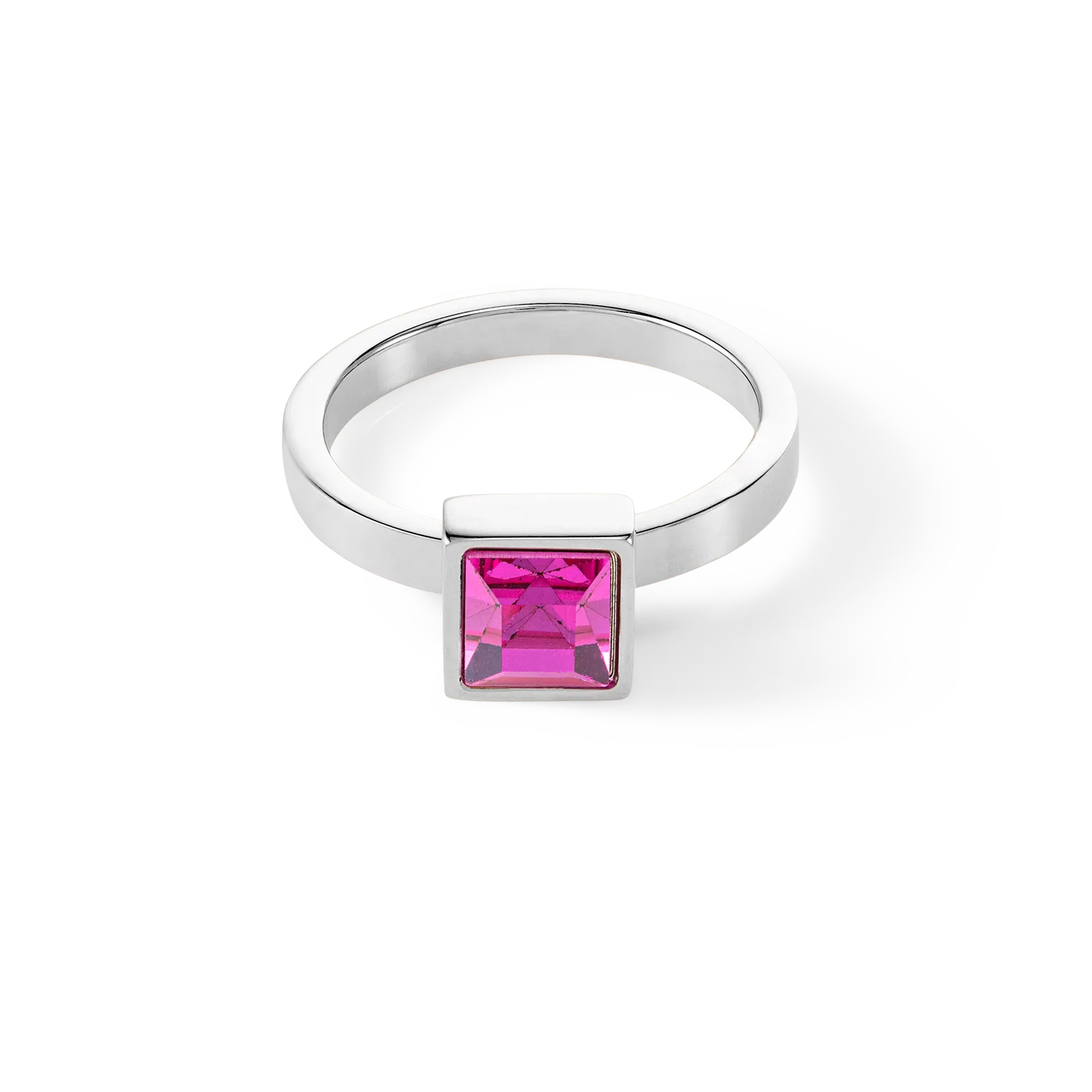 Brilliant Square big ring silver pink