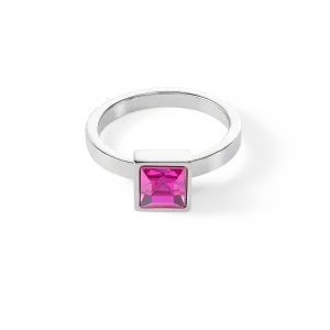 Brilliant Square big ring silver pink