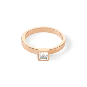 Brilliant Square small ring rose gold crystal