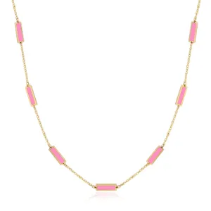 Bubblegum Pink Bar Chain Necklace