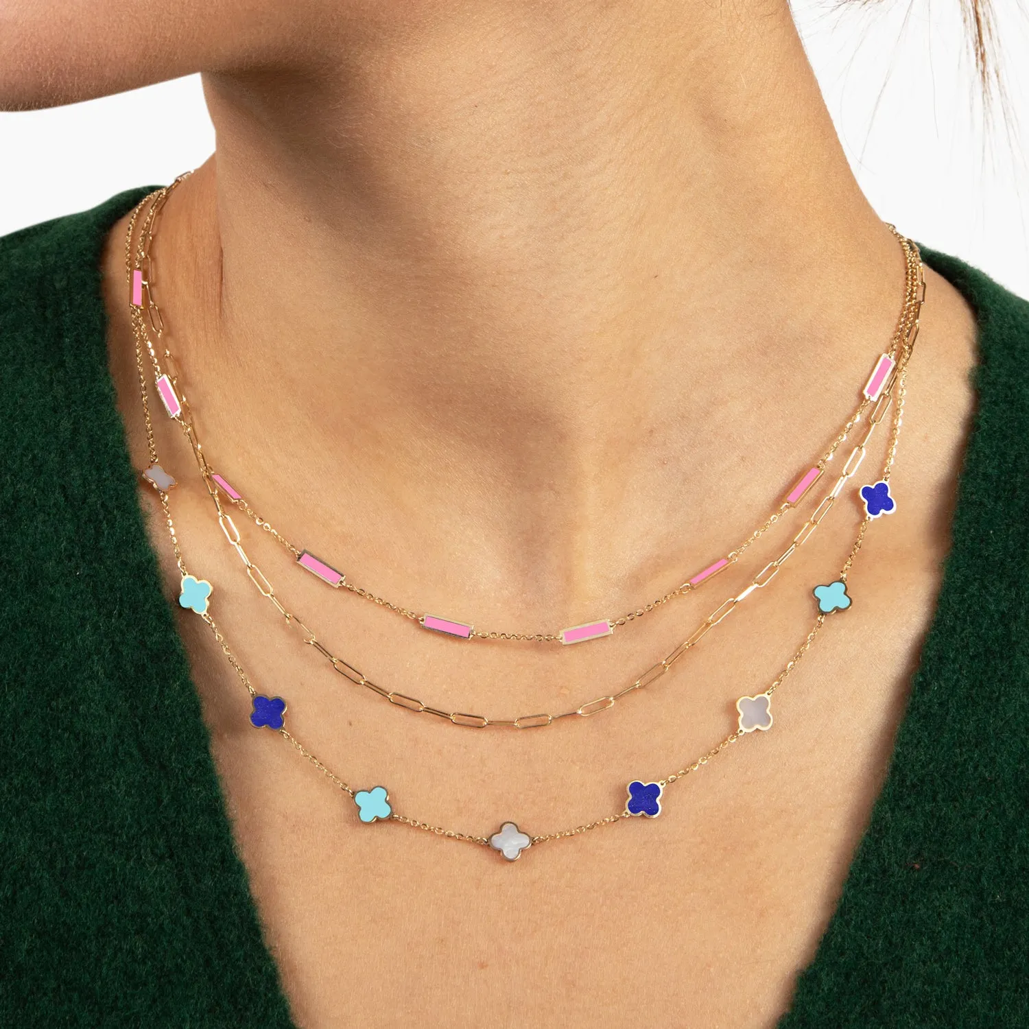 Bubblegum Pink Bar Chain Necklace