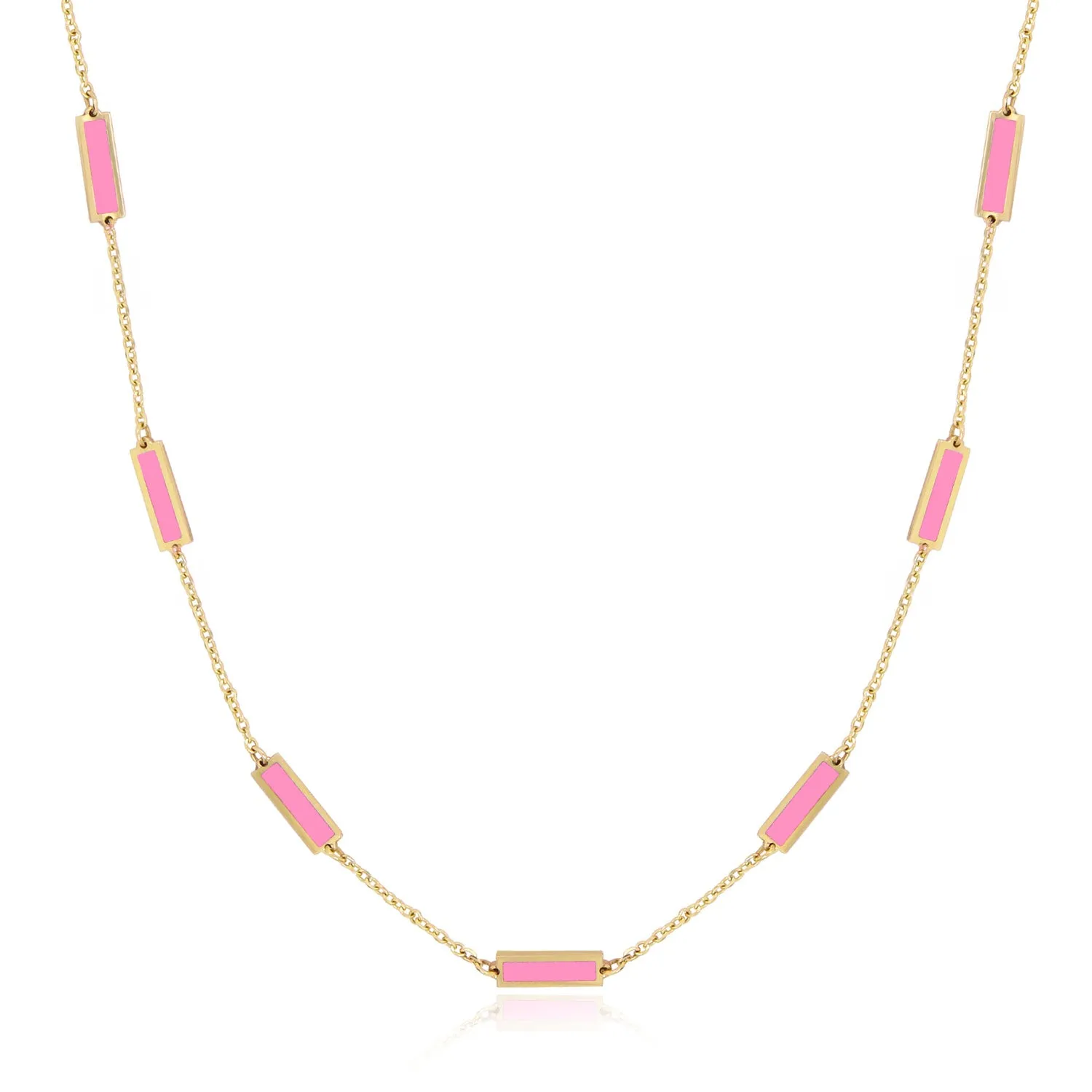 Bubblegum Pink Bar Chain Necklace