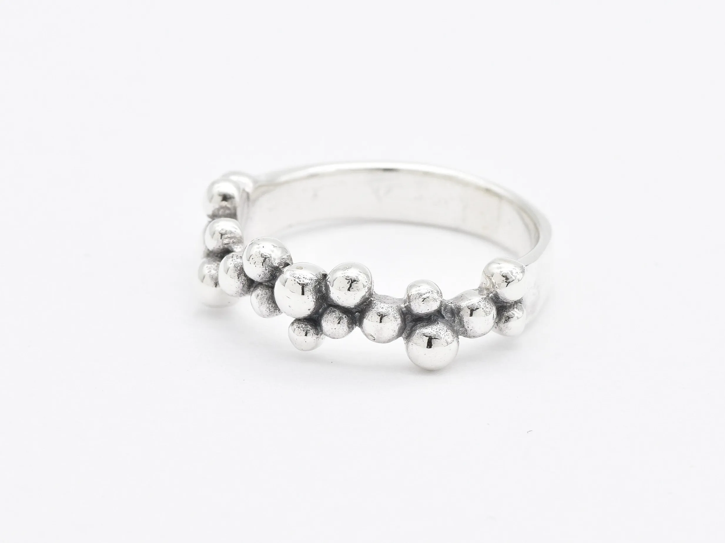 Bubbles Cluster Ring - Artistic Beads Ring - Half Eternity Band