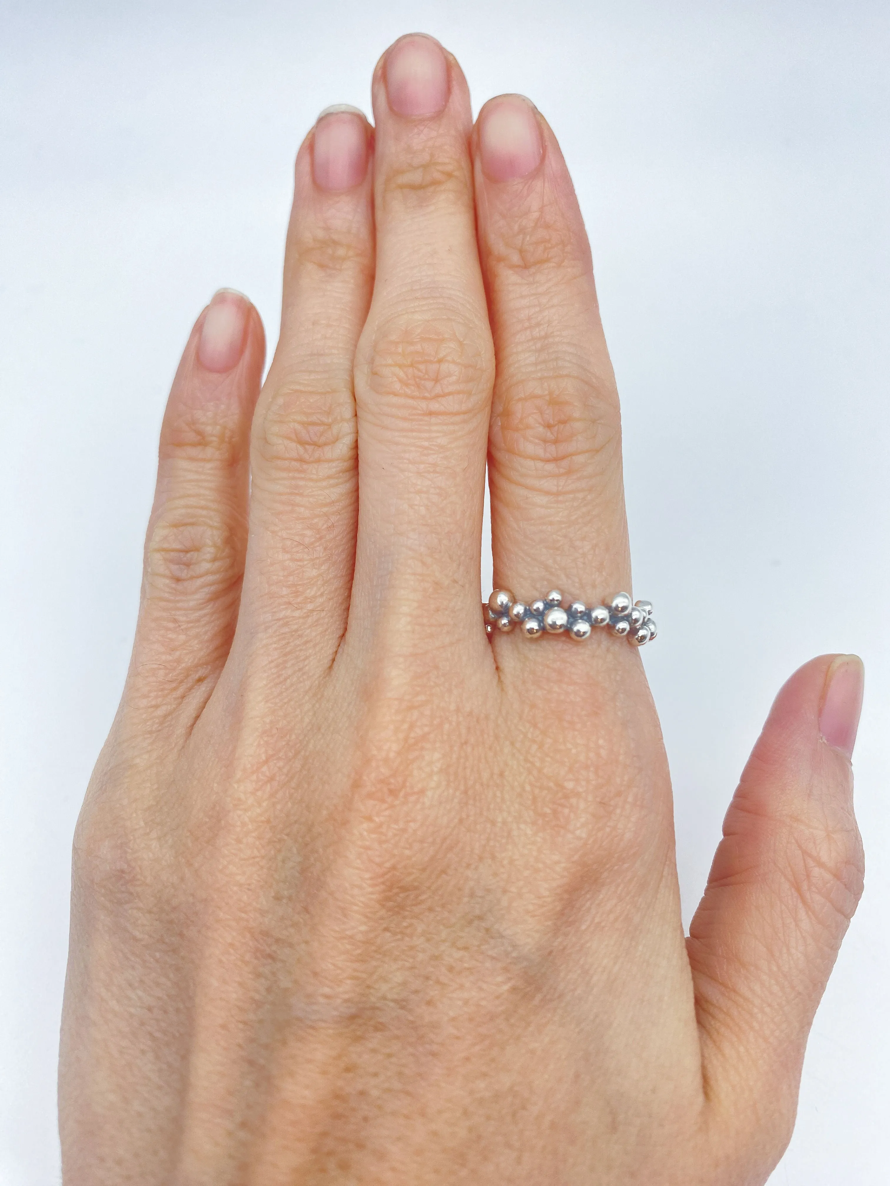 Bubbles Cluster Ring - Artistic Beads Ring - Half Eternity Band