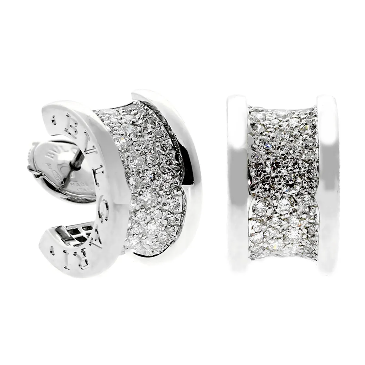 Bulgari Bzero1 Pave Diamond White Gold Earrings