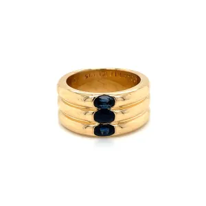 Cartier Ellipse Sapphire Yellow Gold Triple Stack Band Ring