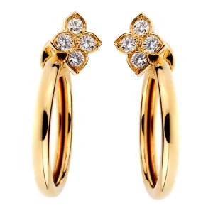 Cartier Flower Hoop Diamond 18kt Yellow Gold Earrings