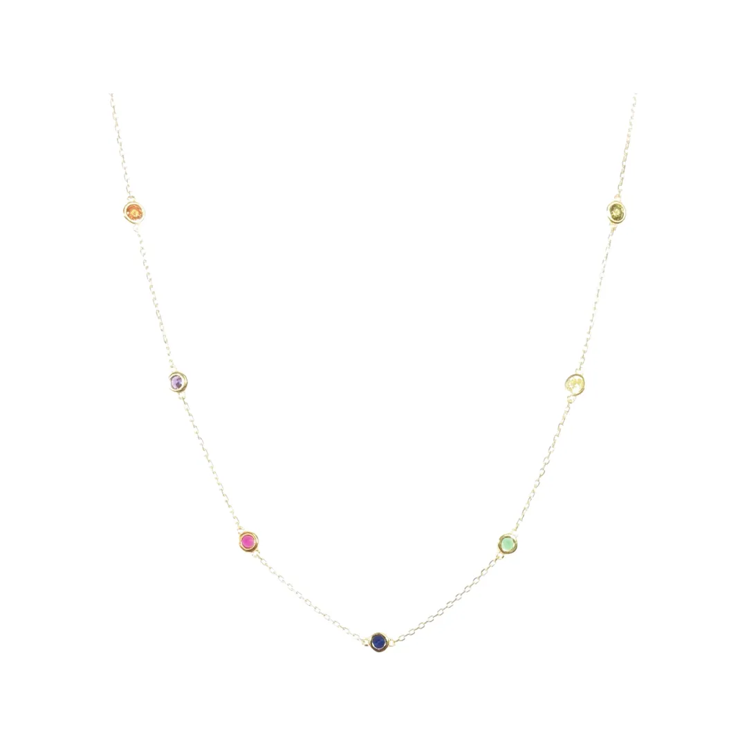 Chakra Rainbow Floating Choker Necklace (sterling silver or 16K gold)