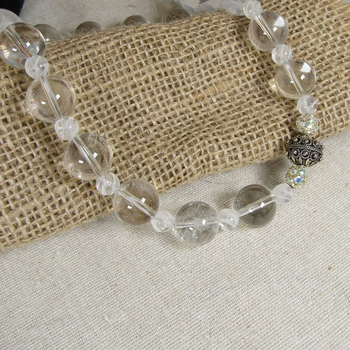 Classic Rock Crystal Quartz  Beaded  Necklace