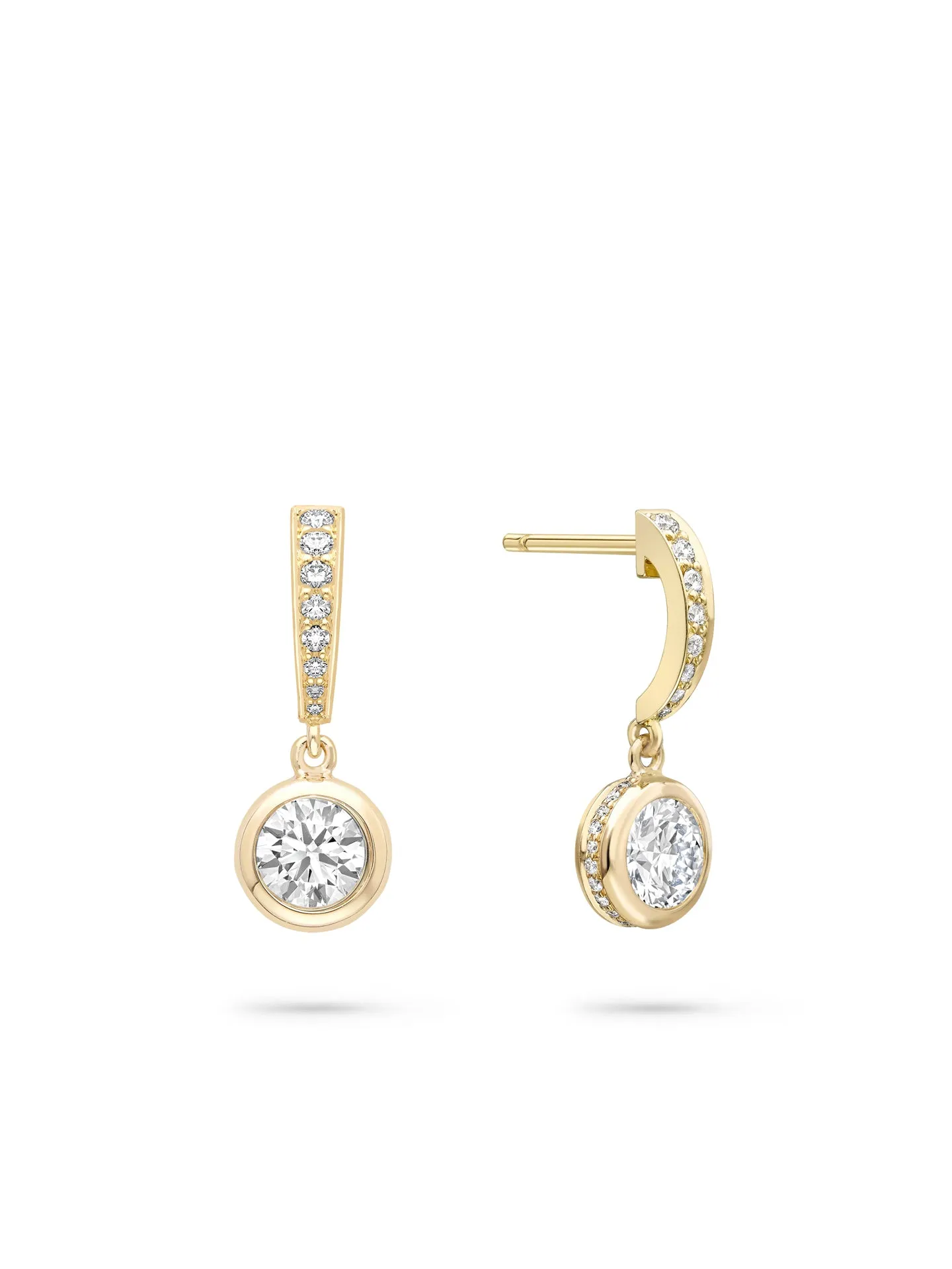 Classic Yellow Gold Diamond Drop Earrings