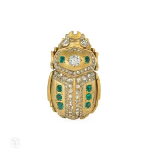 Convertible Second Empire Egyptian Revival scarab brooch-pendant