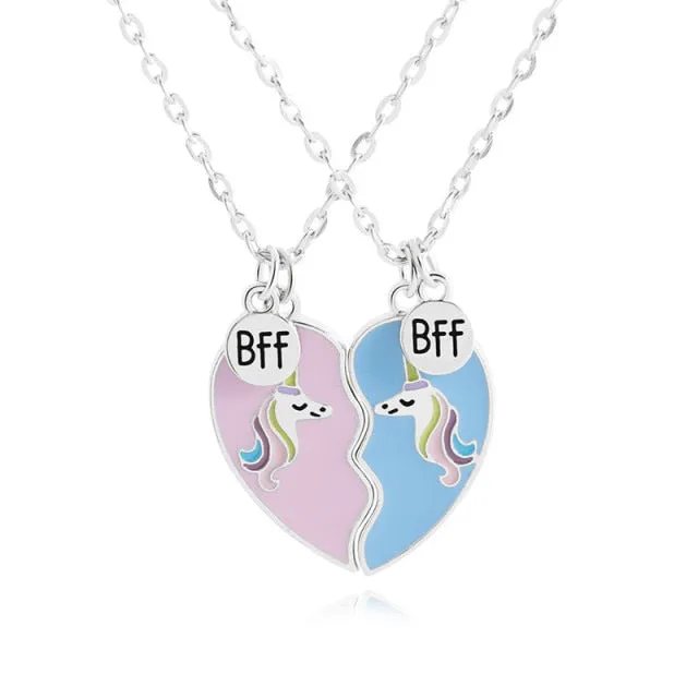 couple necklaces Sequin Stitching Heart Broken Best Friends Necklace Gifts 2PCS/Set