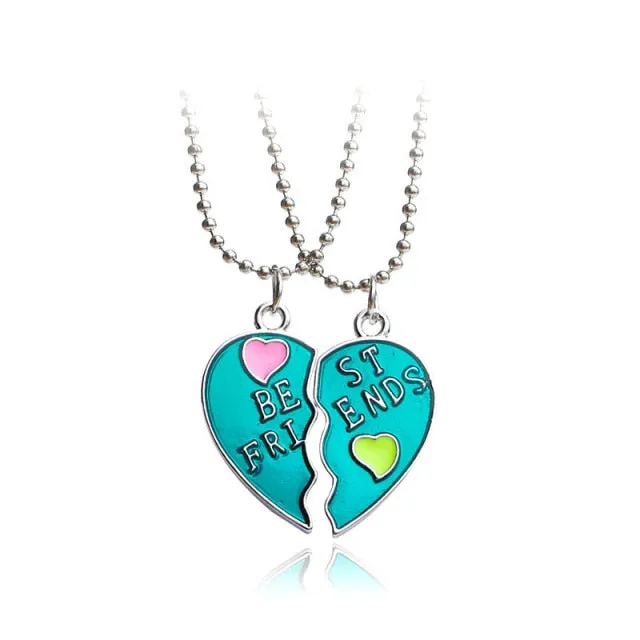 couple necklaces Sequin Stitching Heart Broken Best Friends Necklace Gifts 2PCS/Set