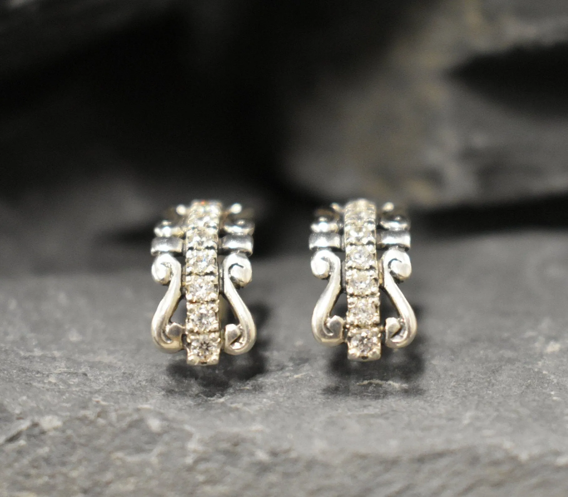 Crown Diamond Earrings - Sparkly Tiara Earrings, Long Diamond Earrings