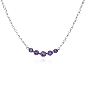 Damen Sterlingsilber Fünfstein Amethyst Rund Farbverlauf 45cm Halskette