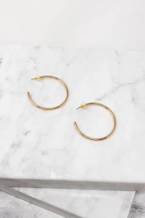 Deep Breaths Gold Hoop Earrings