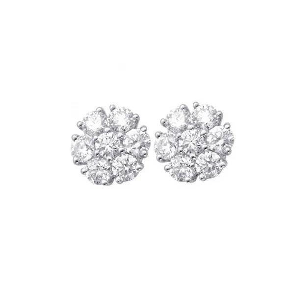 Diamond Flower Stud Earrings