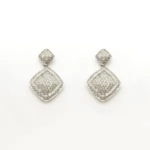 Diamond Rhombus Dangling Earrings (14K)