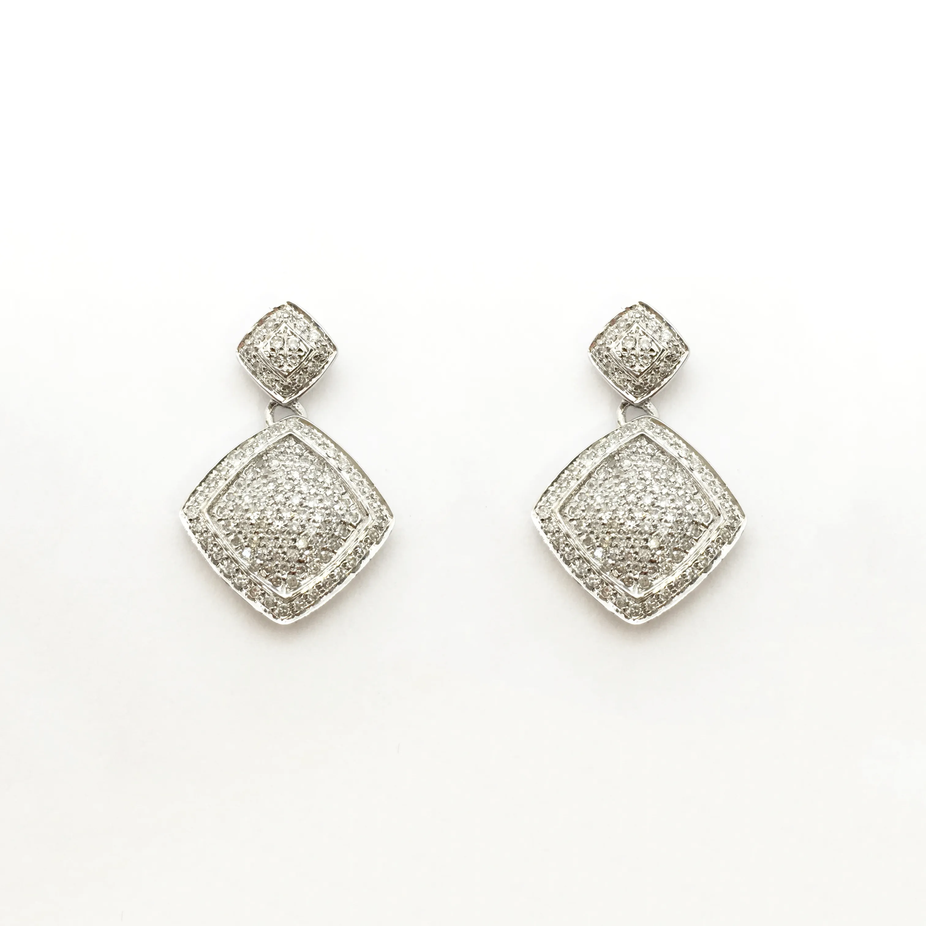 Diamond Rhombus Dangling Earrings (14K)