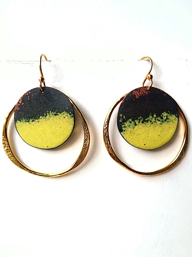 Earrings Medium Hoop Yellow Enamel By Sibilia