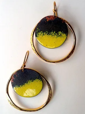 Earrings Medium Hoop Yellow Enamel By Sibilia