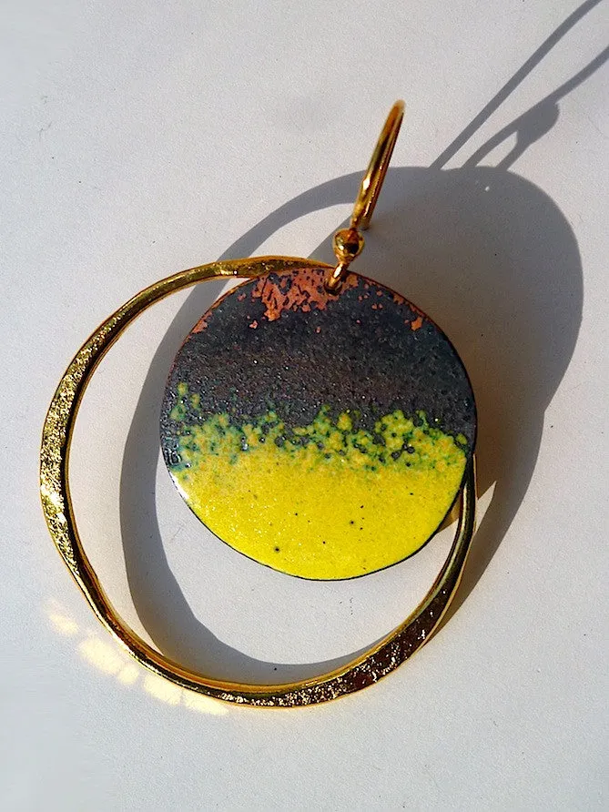 Earrings Medium Hoop Yellow Enamel By Sibilia