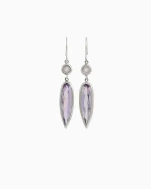 Ellipse Stone Drop Earrings - Amethyst/Rose Quartz