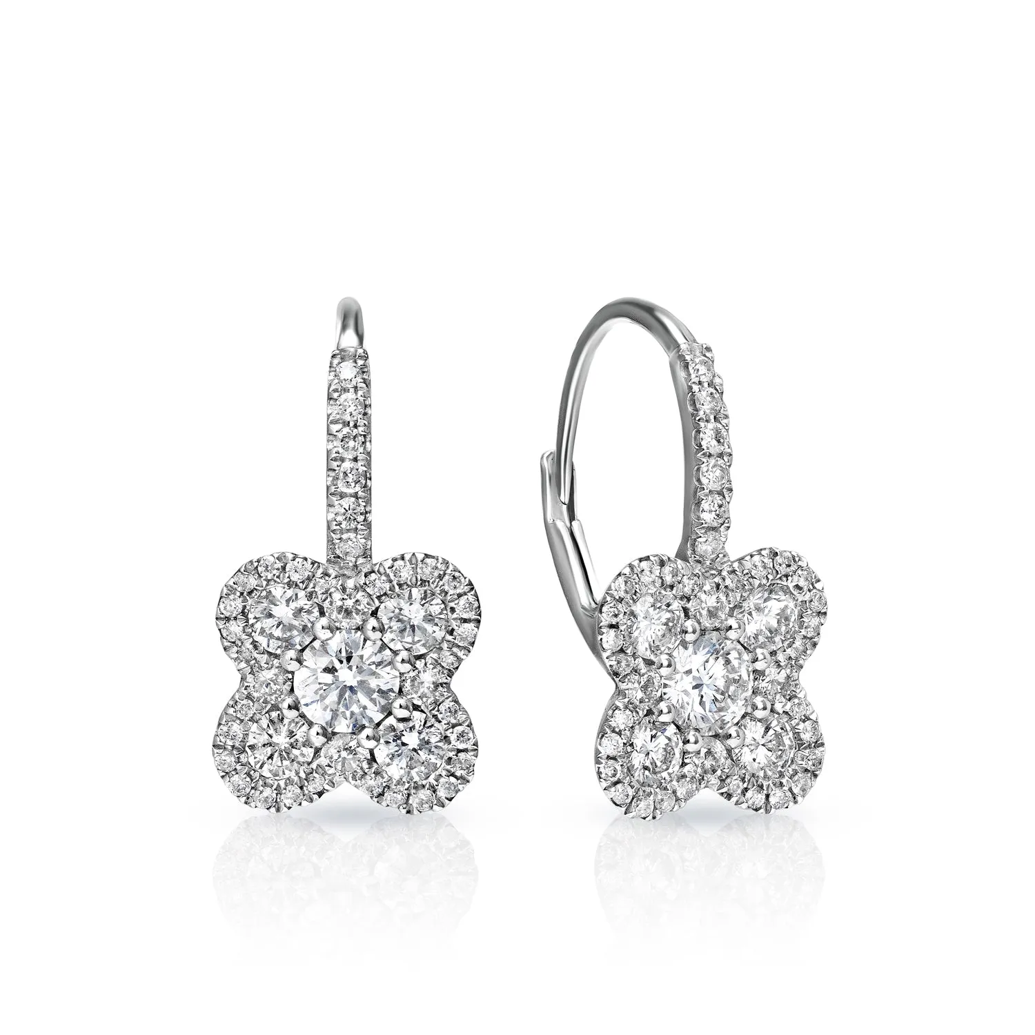 Emryn 1 Carat Round Cut Diamond Drop Earrings in 18k White Gold