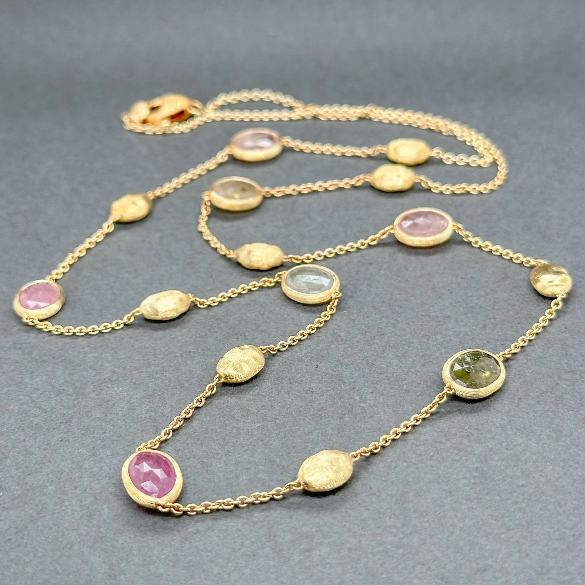 Estate Bicego 18K Y Gold Mutligem Necklace