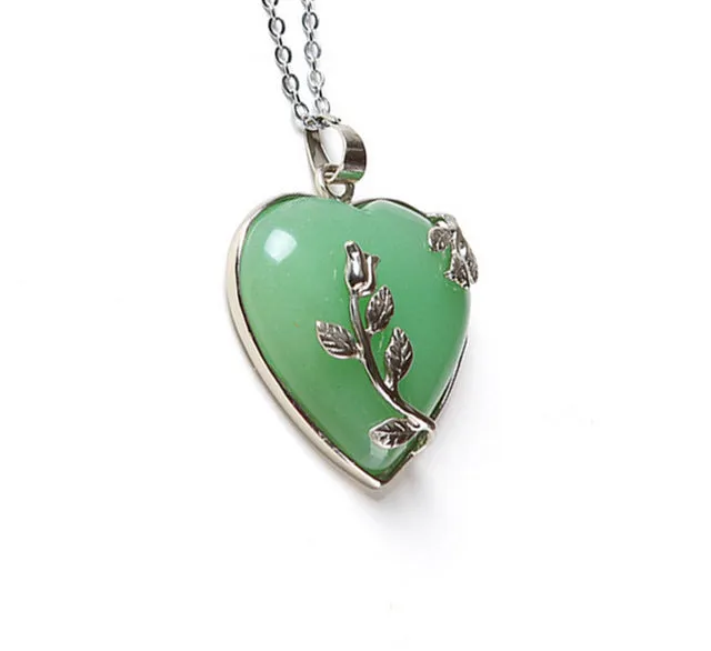 European fashion Heart Stone Chain Necklace Opal Love Necklace Leaf Flower Necklace Pendant Valentine's day gifts