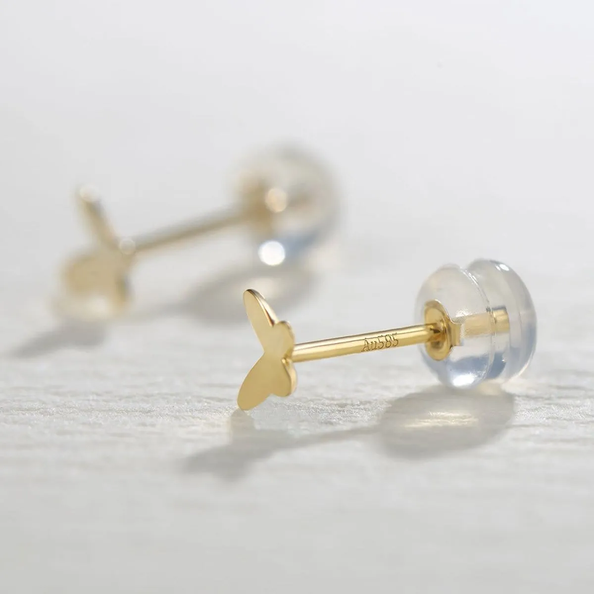 FANCIME "Mini Dream" Butterfly 14K Solid Yellow Gold Studs