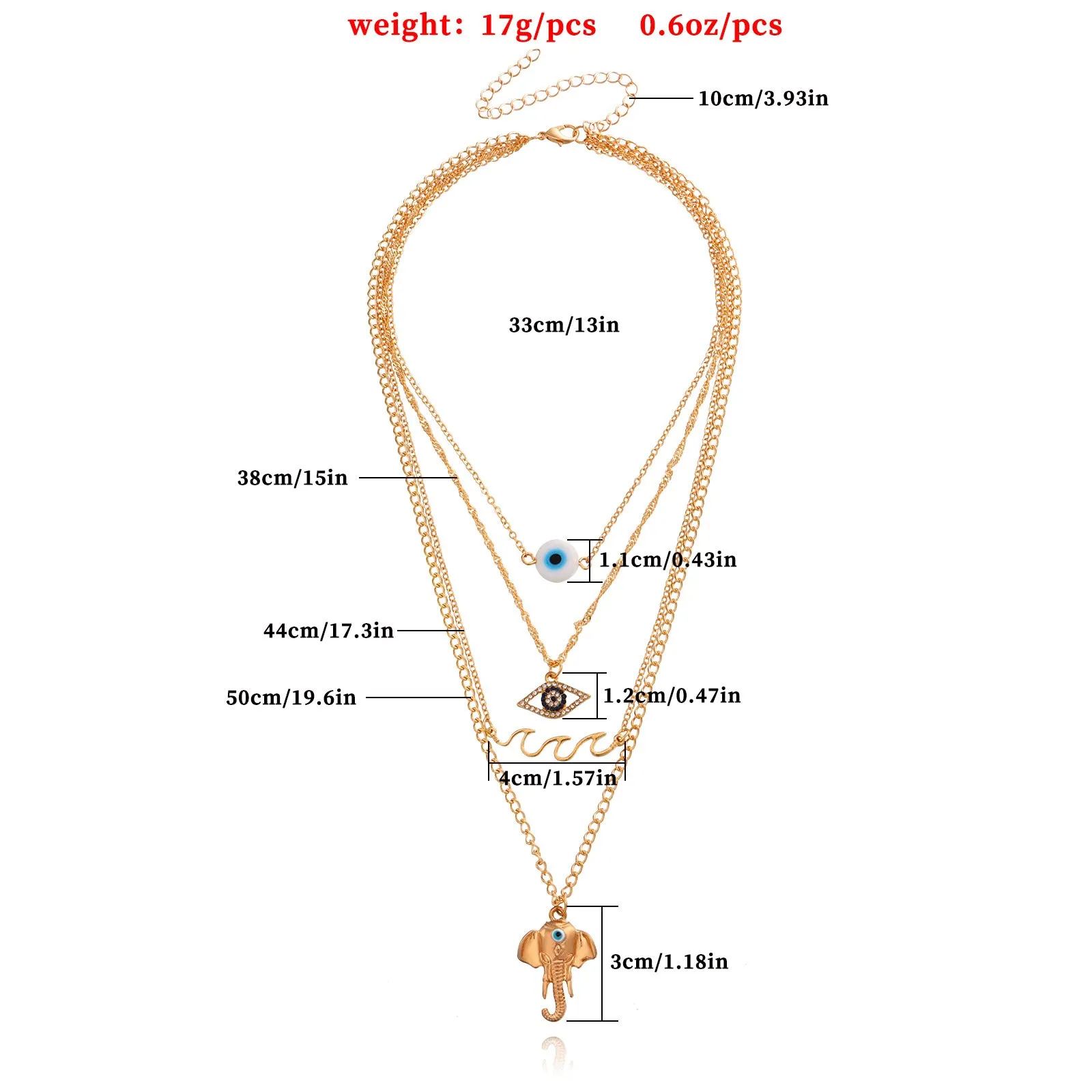 Fashion Trendy Multilayer Clavicle Thin Chain Elephant Trunk Pendant