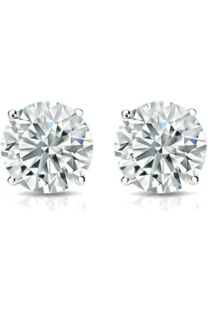 FC Creations Earrings 14K Gold Diamond Studs CTTW 0.76 Carat | White Gold