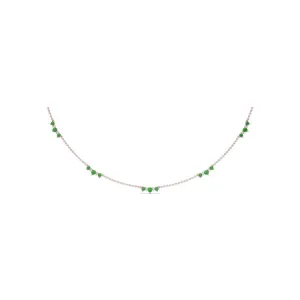 Five Stone Emerald and Diamond Station Necklace